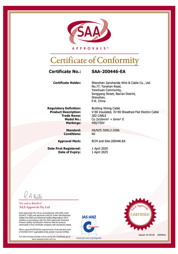 SAA資質證書 200446-2 